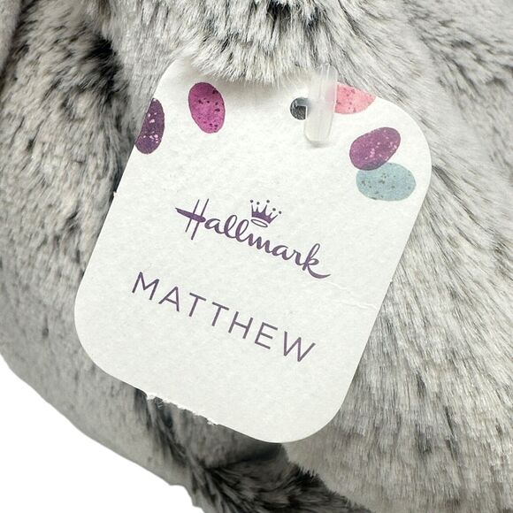 Hallmark MATTHEW Gray Bunny Plush 16" Soft Easter Decor Toy Floral Bow NWT - Picture 2 of 10